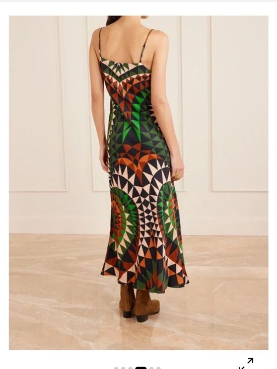 Farm Rio Geometric Kaleidoscope Slip Maxi Dress NWT Size Medium - Picture 4 of 7